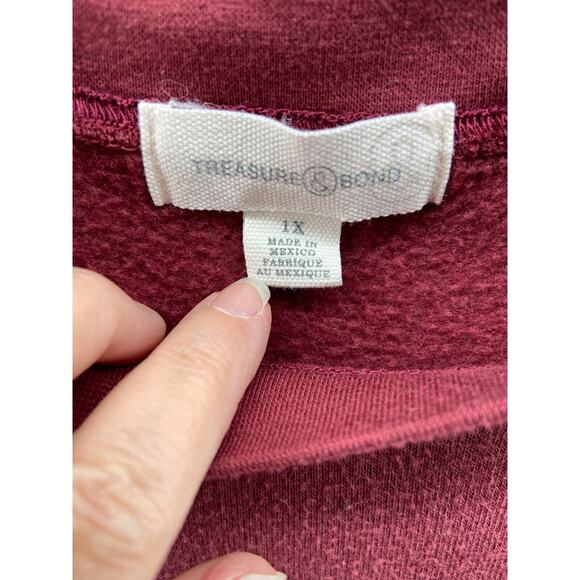 Treasure & Bond Sweatshirt Womens Sz 1X NYC Maroon Graphic Long Sleeve - Picture 4 of 11
